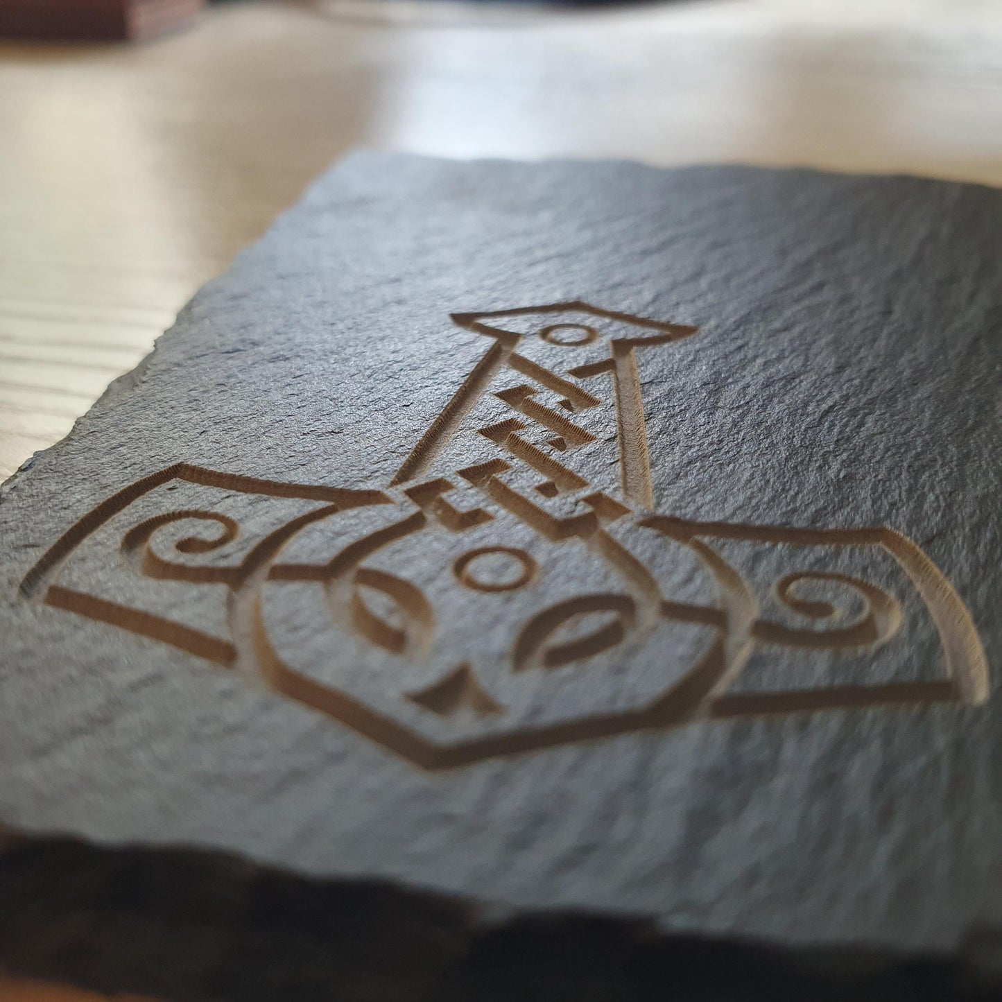 Deep Engraved Viking Coasters – Ancient Mjolnir Designs – Norse Mythology Gift – Deep Engraved Textured Finish – Viking Decor