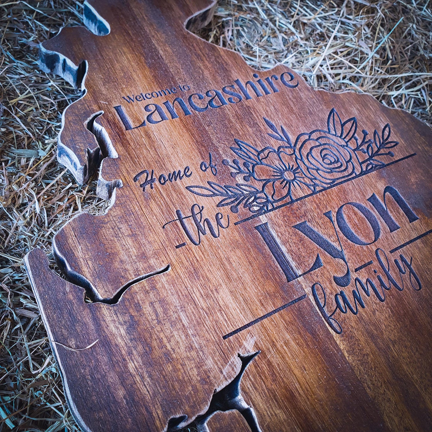 Personalised County Serving Board | In the shape of your home County  Acacia Engraved Home Décor | Housewarming Gift UK