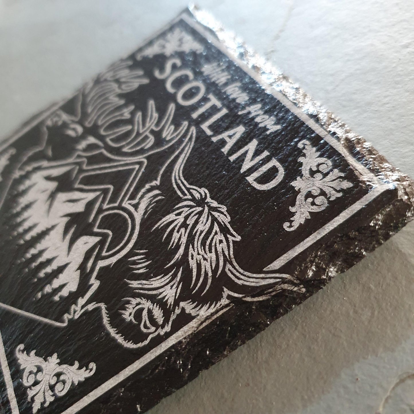 Laser engraved Scottish coasters – Scotland-Inspired | Highland Cow, Stag & Mountains