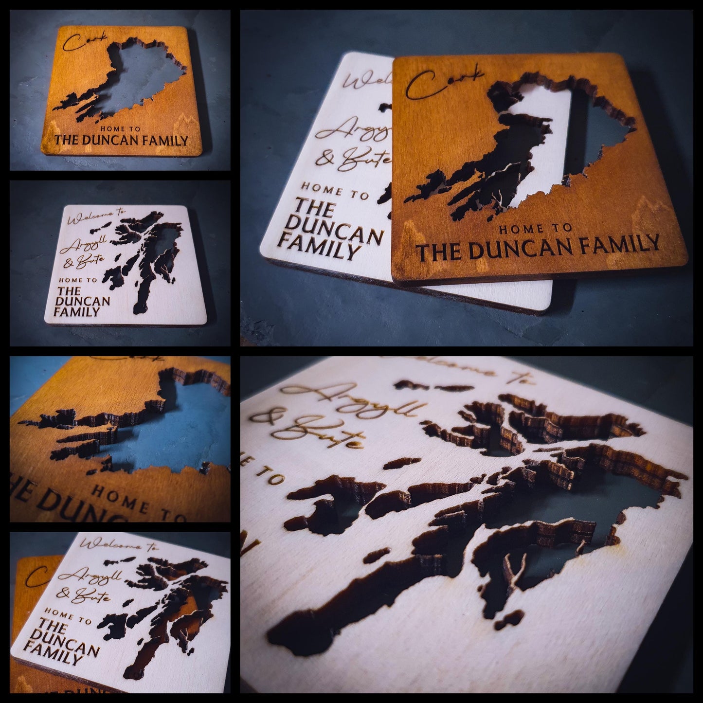 Personalised UK County Shaped Coasters | Laser Engraved with County Name | Felt Backed | Four Wood Finishes | Personalised Gift