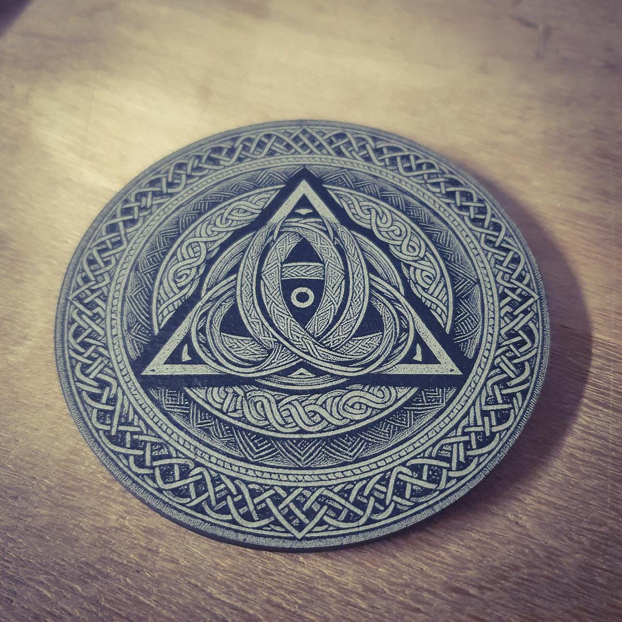 Viking Mythology Coasters – Fenrir, Tree of Life, Huginn and Muninn, Sköll & Hati, Triskelion, Triquetra | Laser Engraved Slate