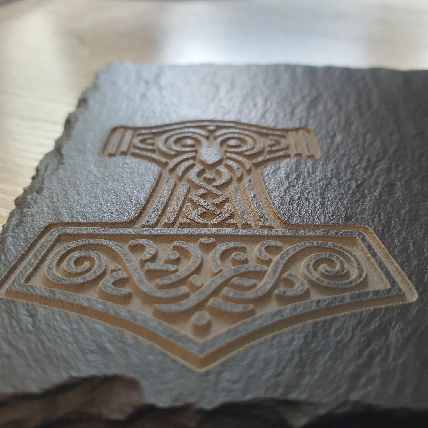 Deep Engraved Viking Coasters – Ancient Mjolnir Designs – Norse Mythology Gift – Deep Engraved Textured Finish – Viking Decor