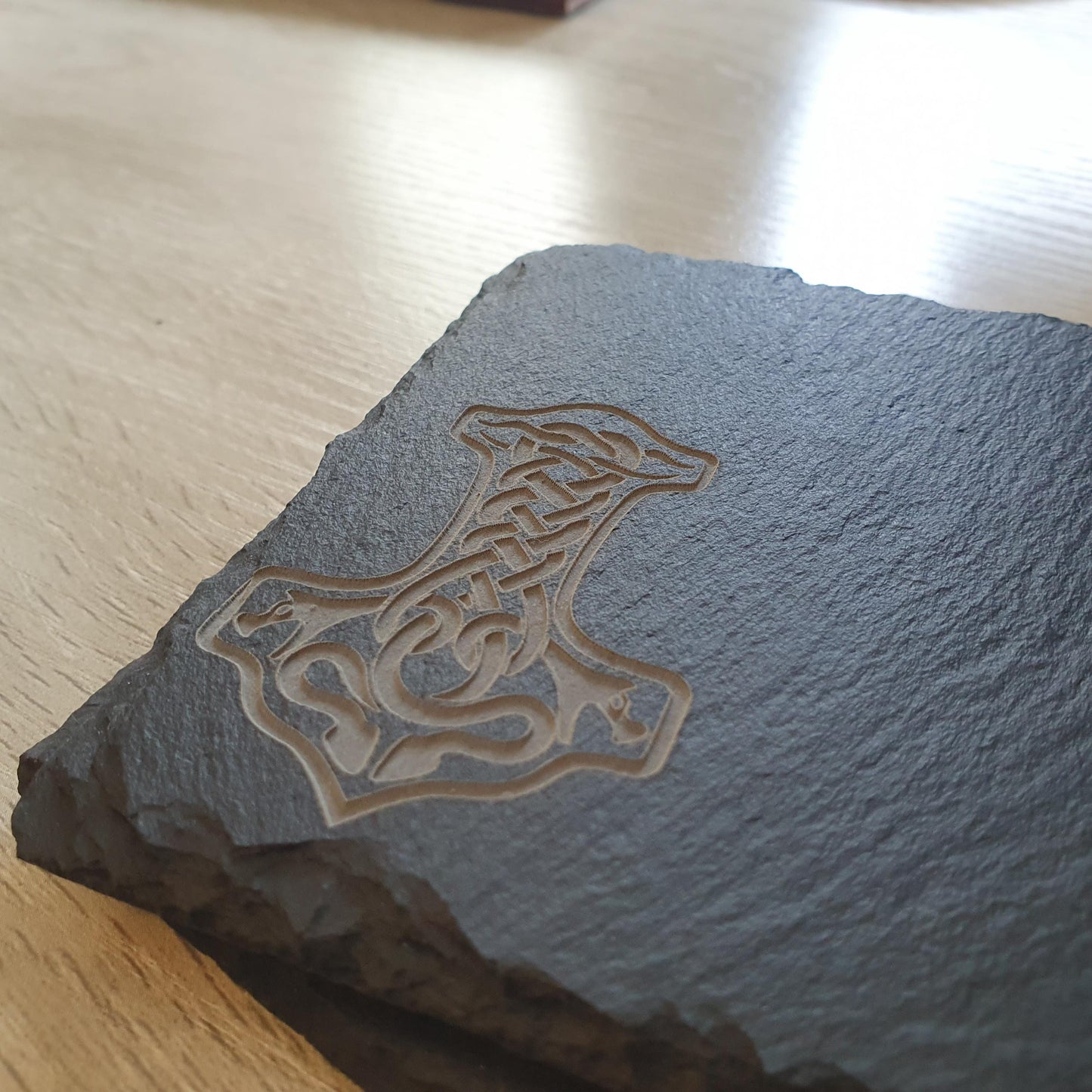 Deep Engraved Viking Coasters – Ancient Mjolnir Designs – Norse Mythology Gift – Deep Engraved Textured Finish – Viking Decor