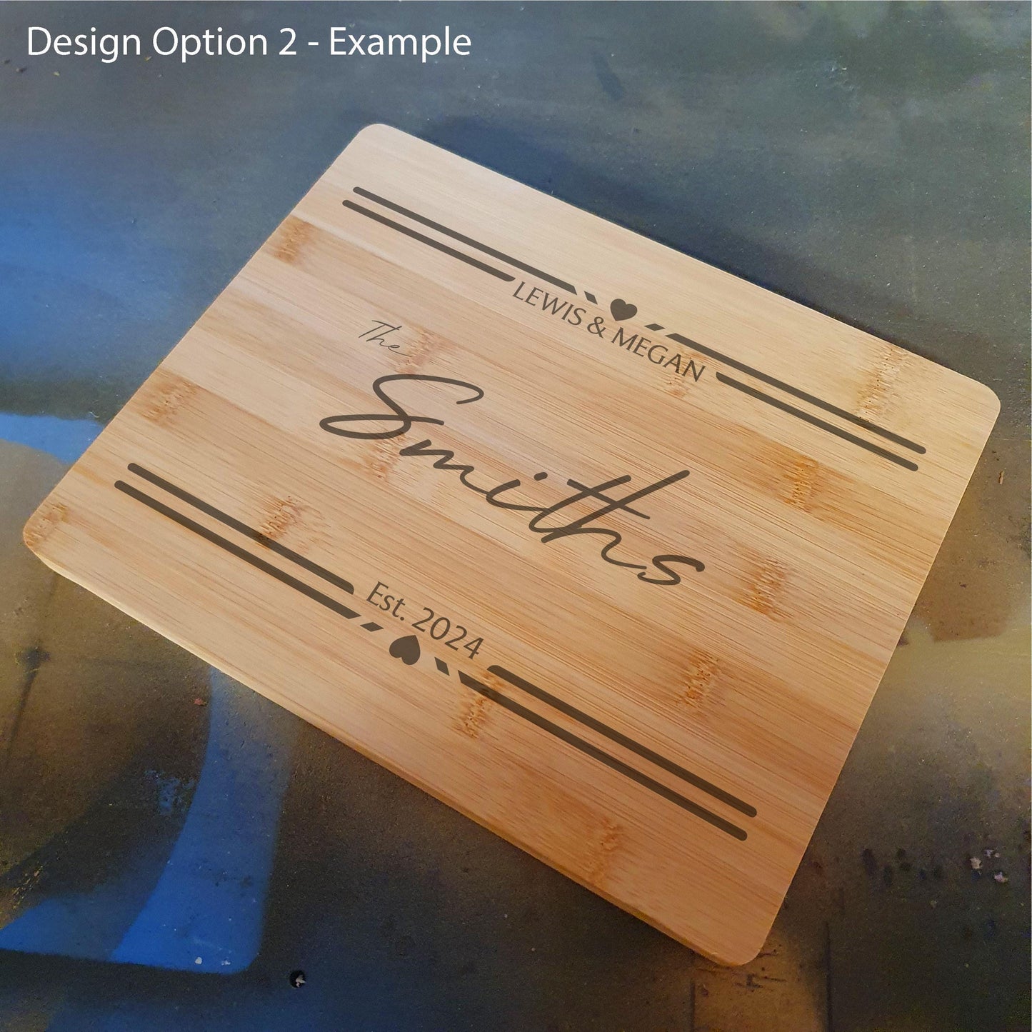 Personalised Bamboo Chopping Board – Custom Couples Gift with Names, Surname & Special Date – For Weddings, Anniversaries or Housewarmings