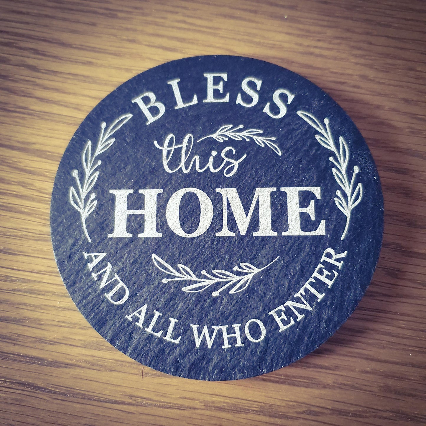 Personalised Slate Coasters x4 – Family Name | 9 Laser Engraved Designs | Custom Family Name Gift Set