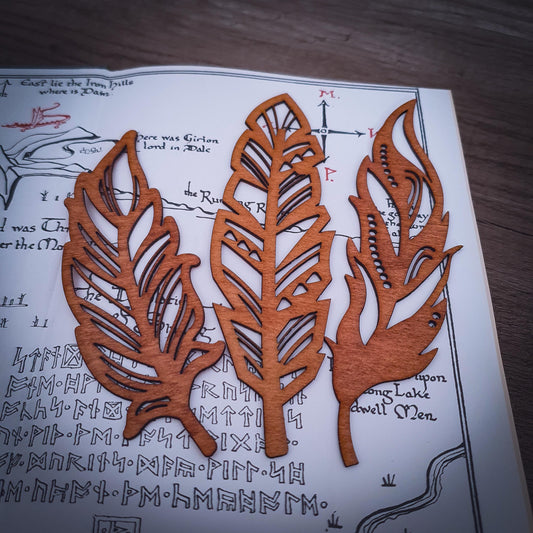 Set of 3 Feather Bookmarks – Laser Cut Wooden Bookmark Gift Set | Nature-Inspired Reading Gift