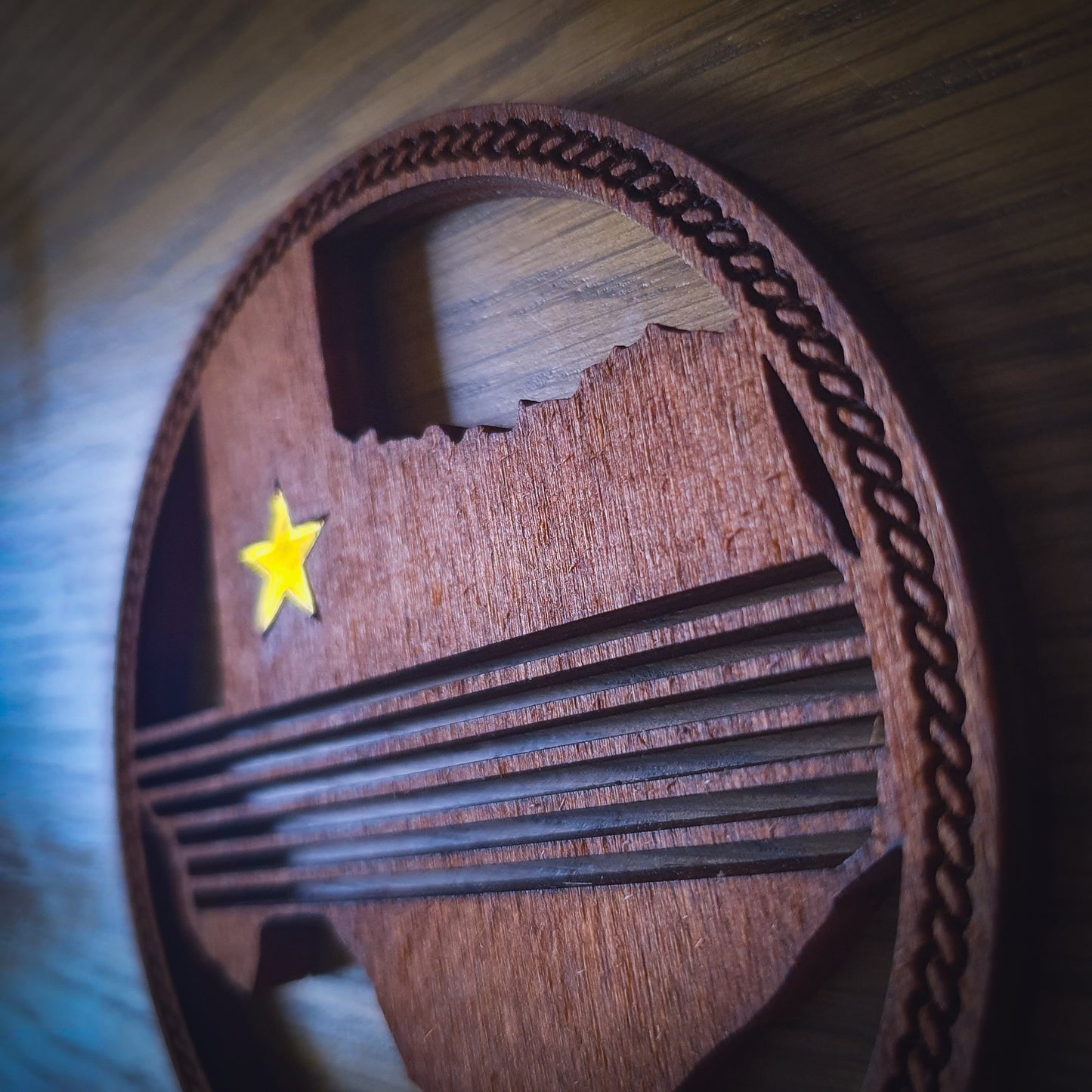 Texas Shaped Wooden Coaster | Laser Cut with Gold Lone Star Inlay