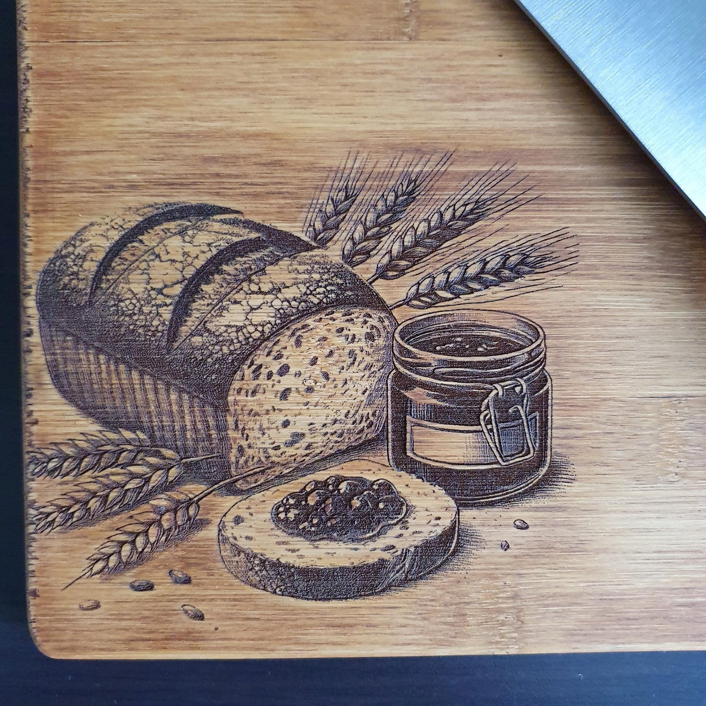 engraved bread board, Rustic Aged Bamboo Chopping Board, laser engraved | 24cm x 30cm