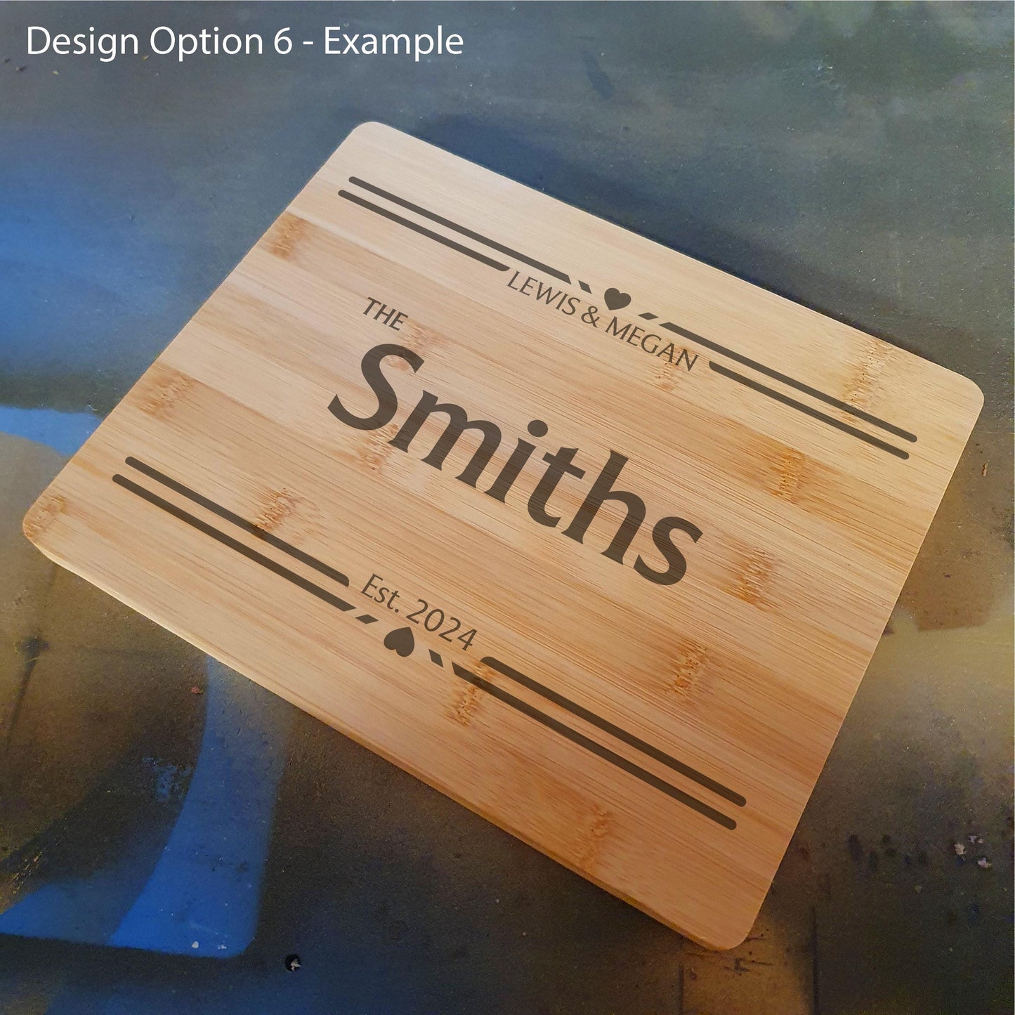 Personalised Bamboo Chopping Board – Custom Couples Gift with Names, Surname & Special Date – For Weddings, Anniversaries or Housewarmings