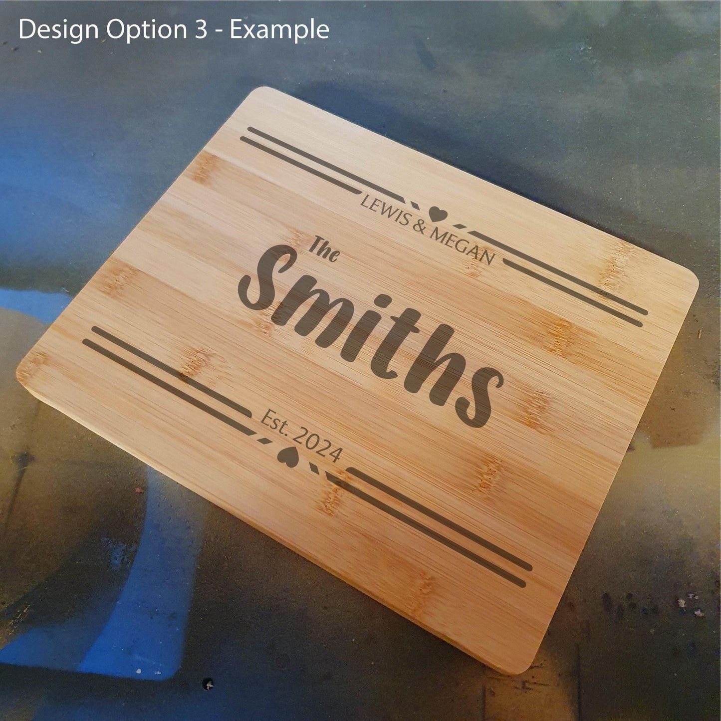 Personalised Bamboo Chopping Board – Custom Couples Gift with Names, Surname & Special Date – For Weddings, Anniversaries or Housewarmings