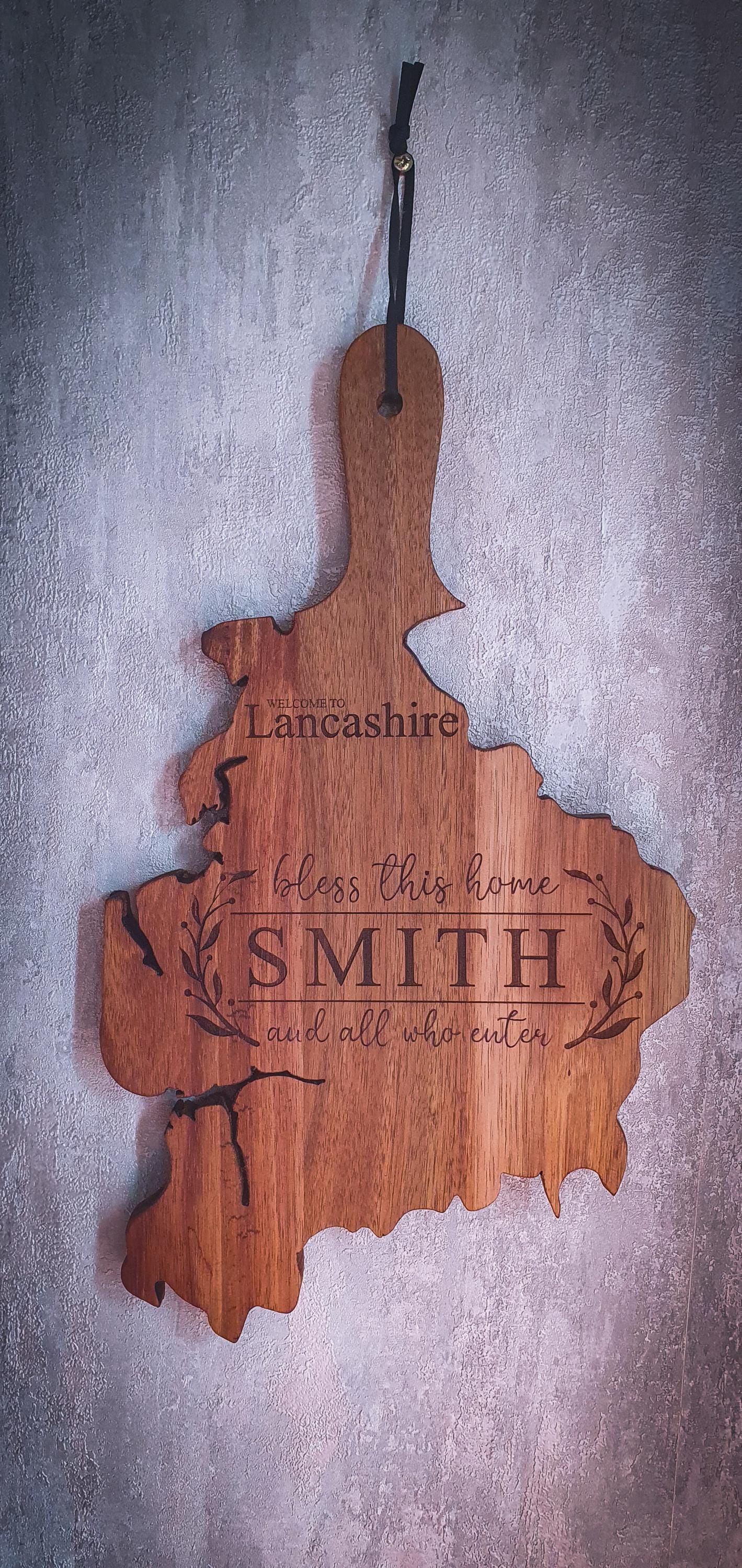 Personalised County Serving Board | In the shape of your home County  Acacia Engraved Home Décor | Housewarming Gift UK