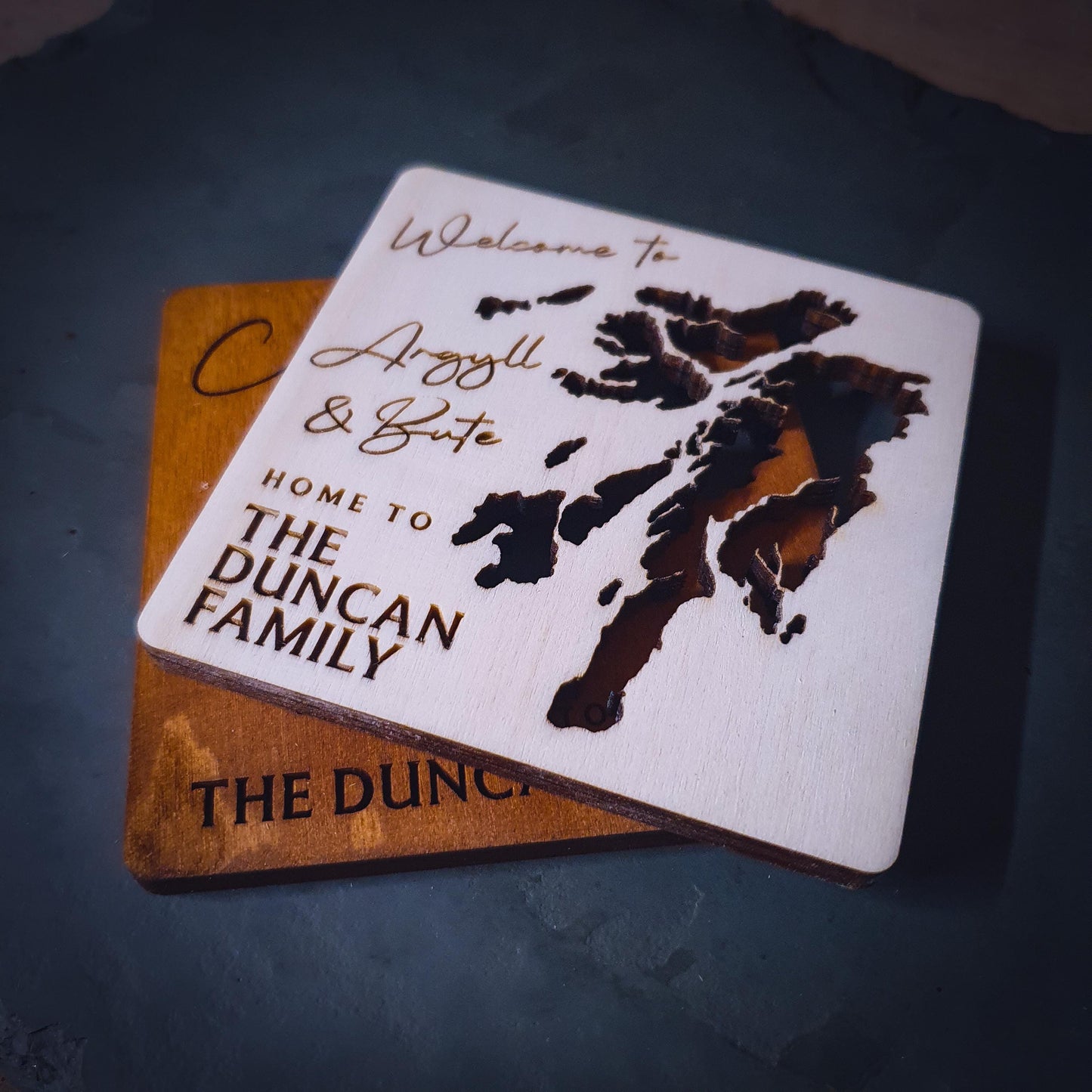 Personalised UK County Shaped Coasters | Laser Engraved with County Name | Felt Backed | Four Wood Finishes | Personalised Gift