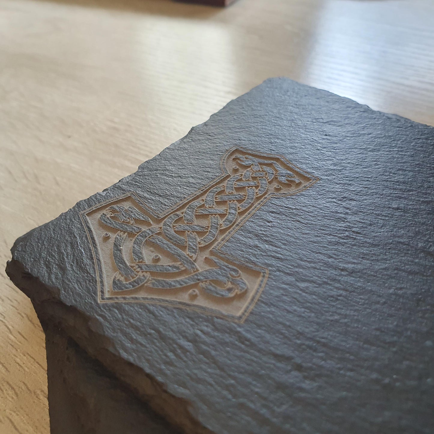 Deep Engraved Viking Coasters – Ancient Mjolnir Designs – Norse Mythology Gift – Deep Engraved Textured Finish – Viking Decor