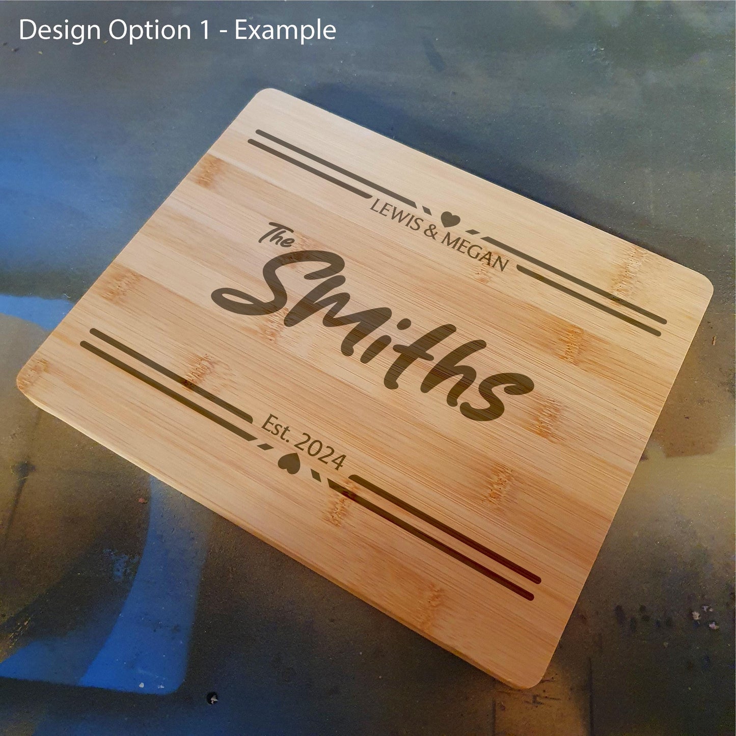 Personalised Bamboo Chopping Board – Custom Couples Gift with Names, Surname & Special Date – For Weddings, Anniversaries or Housewarmings