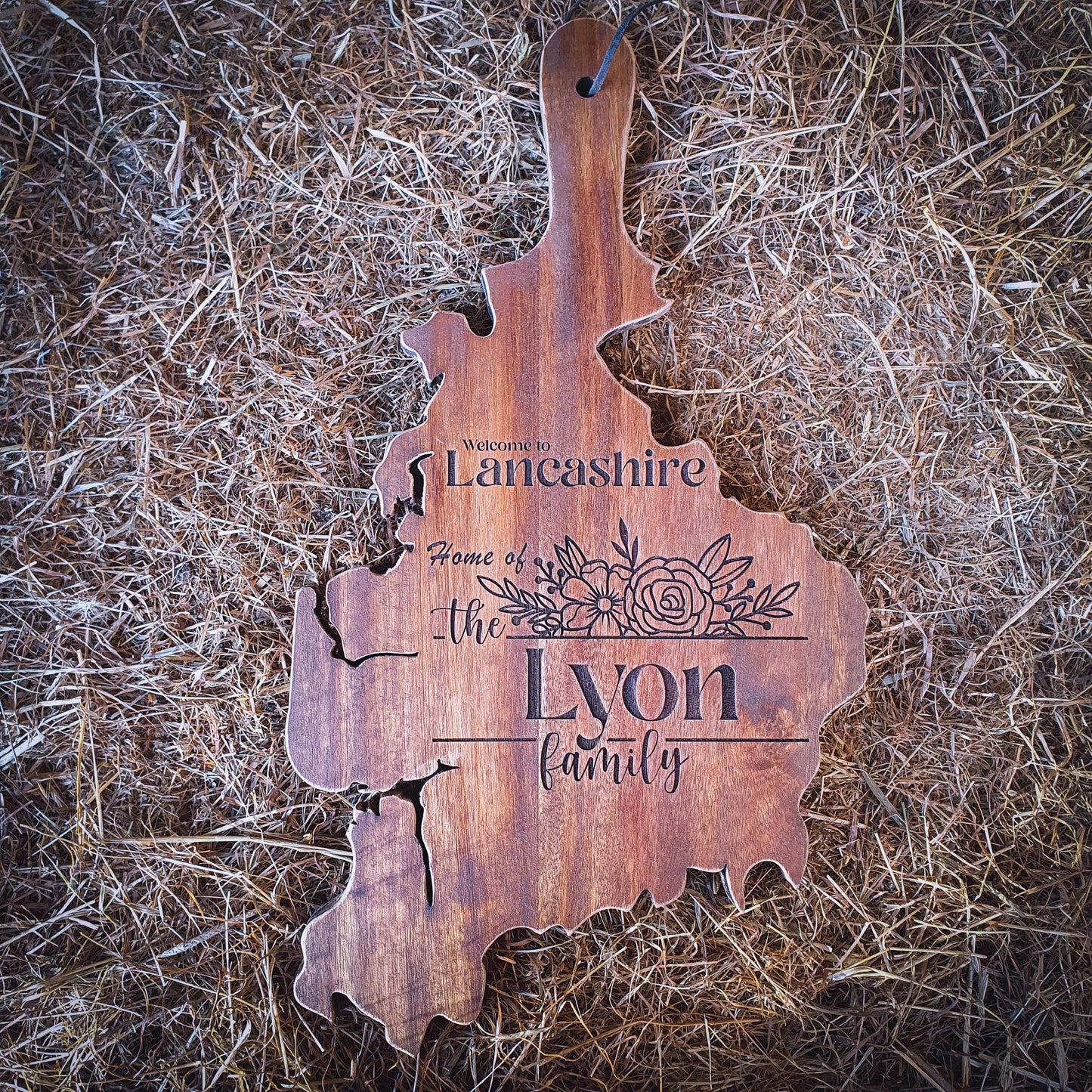 Personalised County Serving Board | In the shape of your home County  Acacia Engraved Home Décor | Housewarming Gift UK